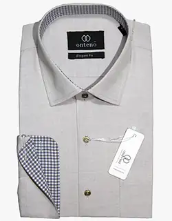 P003, Silver Shirt with Blue check contrasts