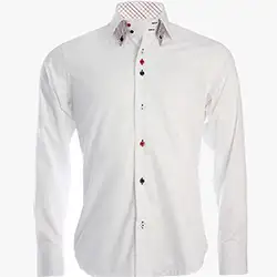 color: Men's Double Button Collar White Shirt