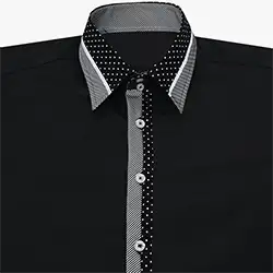 color: Men's Designer Black Polka Dot and Striped Collar Formal Shirt