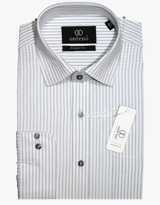 white shirt with grey striped