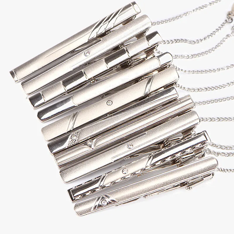 Silver Hinged Tie Clip Bars