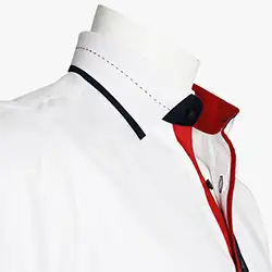 Men's White Shirt With Navy and Red Trim