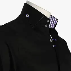 Men's Black Shirt with Two Buttons Collar