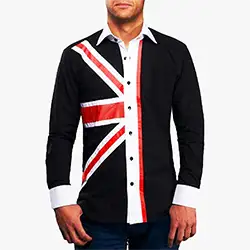 Men's Black Union Jack Print Formal Shirt