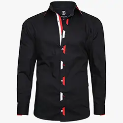 Men's Italian Style Black Regular Fit Formal Shirt